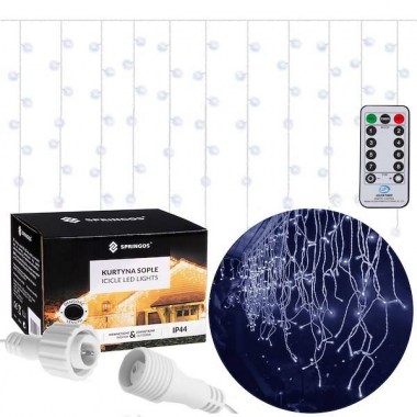 pol_pl_Kurtyna swietlna z pilotem 300 led girlanda lampki wewnetrzno zewnetrzne sople zimny bialy 29760_1